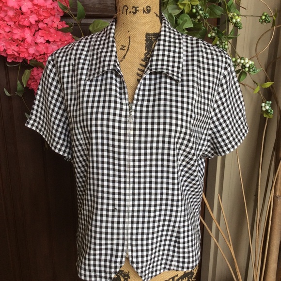 Emma James Tops - Black/White check blouse